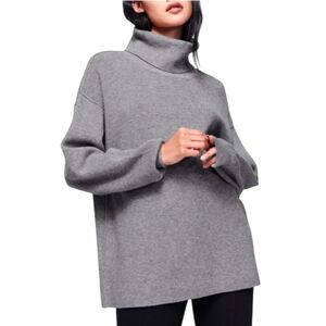 Free People Revolve Softly Structured Turtleneck Tunic Dark Gray Size Medium